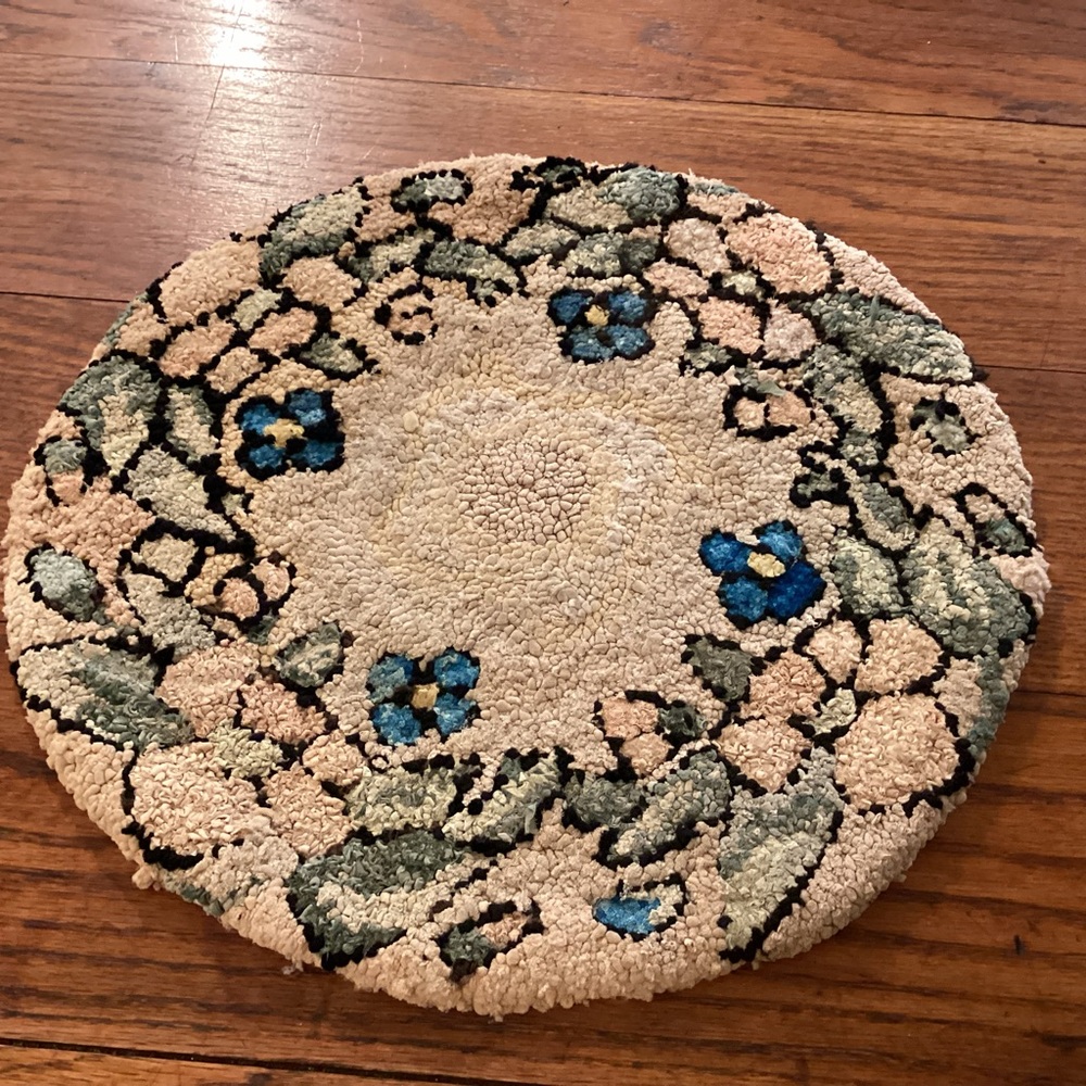 Vintage needlework chair pad, wool
